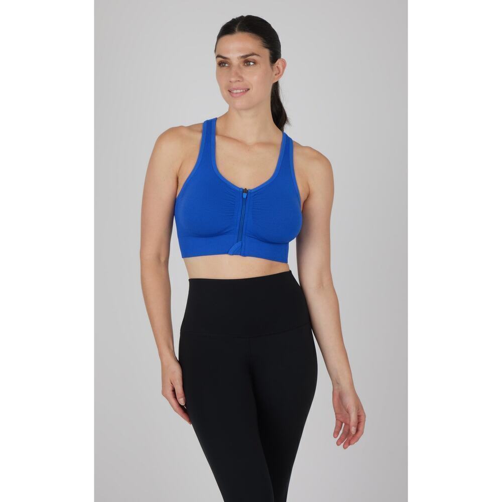 90 Degrees Seamless Katie Front Zip Flint Stone Sports Bra Top Size Large NEW